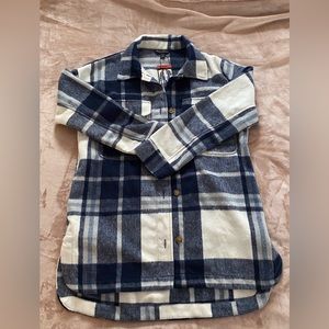 Banana republic long flannel plaid shacket